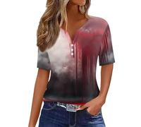 Bloody Tees for Women Halloween Scary Printed Spooky Season Shirts Casual 3/4 Length Sleeve Top Blood Splatte Horror Clothes Halloween Fashion Gift Tops (Wine, XXL)