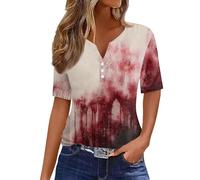 Bloody Tees for Women Halloween Scary Printed Spooky Season Shirts Casual 3/4 Length Sleeve Top Blood Splatte Horror Clothes Halloween Fashion Gift Tops (Orange, XL)
