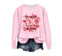 Bloody Trust Me I'm a Boss Women Scary Halloween Sweatshirt Pumpkin Spooky Season Sweatershirt Casual T Shirts Sanderson Sisters Fall Pullover Tops Womens Bloodstained Outfits, Pink, S