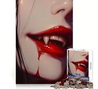 Bloody Vampire Girl for Adults 1000 Piece Puzzle Brain Agility Mind Calming Fun Uniform Cut Memorable Gift (50X75CM)