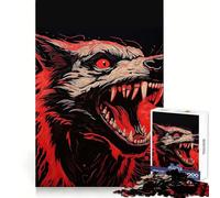 Bloody Wolf Jigsaw Puzzles for Adults 1000 Mind Exercise Stress Free Fun Crisp Edges Thoughtful Gift (38X26CM)
