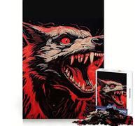 Bloody Wolf Jigsaw Puzzles for Adults1000 Pieces Improve Memory Cozy Relaxation Laser Cut Fine Xmas Gift (38X52CM)