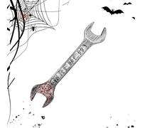 Bloody Wrench - Halloween Simulation Wrench, Adjustable Large Spanner | Fake Rusted Metal Effect Role Play Instrument For Scary Party Decoration For Bars Escape Rooms Haunted Events Cosplay