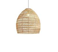 BLOOHK Boho Rattan Pendant Light Handwoven Wicker Dome Hanging Lamp, Natural Woven Cane Chandelier For Farmhouse, Coastal, Dining Room, Bedroom & Cafe Decor, E26/E27 Base
