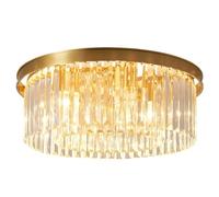 BLOOHK French Style Crystal Flush Mount Ceiling Light, Round Ceiling Chandelier for Bedroom, Modern Large Pendant Lighting Fixture for Kitchen Island, Dining Room