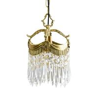 BLOOHK French Style French Bronze Crystal Chandelier, Creative Artistic Pendant Lighting, Simple Retro Ceiling Hanging Lamp for Bar Porch Hallway Bedroom Bedside Decor
