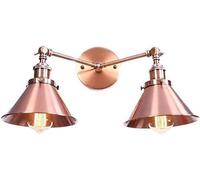 BLOOHK Industrial 2-Light Wall Sconce, Rose Gold Copper Vintage Double Wall Lamp Fixture, Adjustable Cone Vanity Wall Light for Bathroom, Kitchen