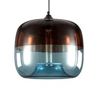BLOOHK Modern Glass Pendant Light, Nordic Industrial Style Gradient Amber Blue Hanging Lamp, E27 Single Head Chandelier for Kitchen Island Dining Room Bar Bedroom(Blue)