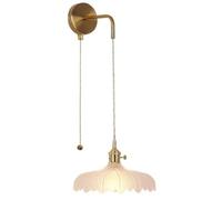 BLOOHK Modern Industrial Wall Sconce, 1-Light Ruffle Frosted Glass Shade Wall Light for Bedroom, Living Room, Hallway