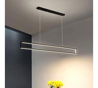 BLOOHK Modern LED Linear Pendant Light, Minimalist Matte Black Chandelier, Rectangular Hanging Fixture for Kitchen Island, Dining Room, Office