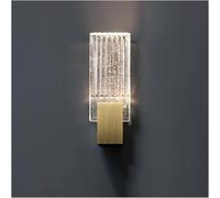 BLOOHK Modern Luxury Gold Wall Sconce, Rectangular Ribbed Bubble Glass Wall Lamp, Brass Minimalist Wall Light Fixture for Hallway, Bedside, Stairway Decor