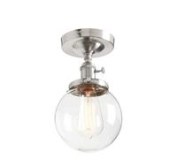 BLOOHK Modern Semi-Flush Mount Ceiling Light, Industrial Globe Lighting Fixture with Clear Glass Shade, Vintage 1-Light Hanging Lamp for Entryway, Hallway, Foyer