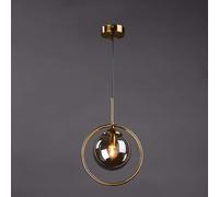 BLOOHK Nordic Simplicity Gold Iron Ring Pendant Light Creative Glass Ball Chandelier Bedroom Bedside Study Hanging Lamp Fixture Modern Ceiling Lighting Decoration(B)