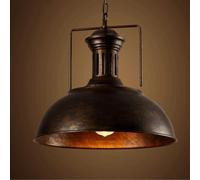 BLOOHK Retro Nordic Industrial E27 Dome Bowl Pendant Light, Vintage Country Style LED Chandelier, Adjustable Suspension Droplight for Living Room, Kitchen, Restaurants(Rust)