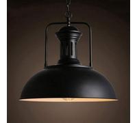 BLOOHK Retro Nordic Industrial E27 Dome Bowl Pendant Light, Vintage Country Style LED Chandelier, Adjustable Suspension Droplight for Living Room, Kitchen, Restaurants(Black)