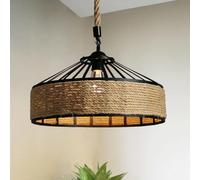 BLOOHK Rustic Rope Pendant Light, Industrial Drum Cage Hanging Ceiling Lamp