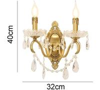 BLOOHK Vintage Crystal Wall Sconce, Gold Brass 1-Light/2-Light Wall Lamp, French Style Candle Wall Light Fixture, Elegant Decorative Wall Mounted Lighting for Living Room, Bedroom, Hallway, Bathroom