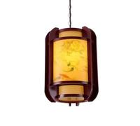 BLOOHK Vintage Lantern Hanging Lamp Chinese Style Wooden Pendant Light with Patterned Shade, E27 Creative Antique Chandelier for Dining Room Kitchen Island