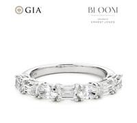 BLOOM 14ct White Gold 1.55ct Lab Grown Diamond Oval & Emerald Eternity Ring