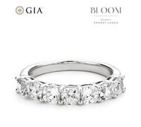 BLOOM 14ct White Gold 1.75ct Lab Grown Diamond Cushion 7 Stone Eternity Ring