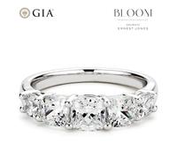 BLOOM 14ct White Gold 1.90ct Lab Grown Diamond Cushion 5 Stone Graduating Ring