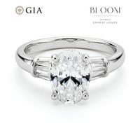 BLOOM 14ct White Gold 2.28ct Lab Grown Diamond Oval Trilogy Ring