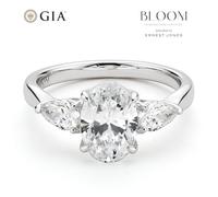 BLOOM 14ct White Gold 2ct Lab Grown Diamond Oval & Pear Trilogy Ring