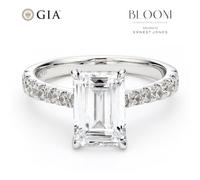 BLOOM 14ct White Gold 3ct Lab Grown Diamond Emerald Shaped Solitaire Ring