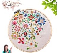 Bloom A Day Cross Stitch Set,DIY Floral Embroidery for Adultsneedle Point Kits, Easy Counted Cross Stitch Pattern,Home Decor Craft Project, Gift for Beginners Adults (1PCS)