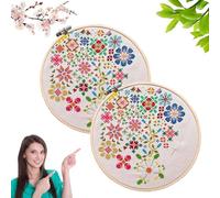 Bloom A Day Cross Stitch Set,DIY Floral Embroidery for Adultsneedle Point Kits, Easy Counted Cross Stitch Pattern,Home Decor Craft Project, Gift for Beginners Adults (2PCS)