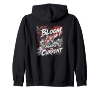 Bloom Against The Koi Fish Japanese Style Zip Hoodie