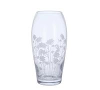 Dartington Crystal Bloom Aguilegia Glass Barrel Vase, H22cm, Clear