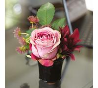 BLOOM Artificial Alexis Small Arrangement - 17cm Fake Flower Centrepiece, Faux Silk Flowers That Look Real, Perfect for Mothers Day, Artificial Foliage, Home Decor, Vase Included
