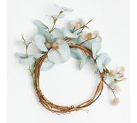 Bloom Artificial Medium Eucalyptus Round Hoop Wreath - Faux Foliage Home Wall, Door, Table Decoration - 23cm Diameter in Blue Bloom Blue