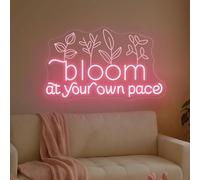 Bloom At Your Own Pace Neon Sign LED Letters Neon Lights for Home Living Room Yoga Studio Spa Café Bar Party Office Decoration Motivational Quote Sign