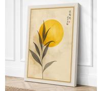 Bloom Beneath the Sun Japandi Canvas Wall Art Print 18x12 Inch