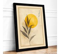Bloom Beneath the Sun Japandi Framed Wall Art Print A4 (29.7×21cm) Black,