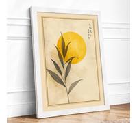 Bloom Beneath the Sun Japandi Framed Wall Art Print A4 (29.7×21cm) White,