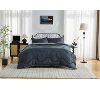 BLOOM BLENDS 10.5 Tog Microfibre Coverless Reversible Duvet Set - Single, Double, King - Soft, Warm and Lightweight All-Season Quilt with Pillowcase - Machine Washable Bedding (Charcoal/Grey, Single)