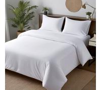 BLOOM BLENDS 100% Egyptian Cotton Duvet Cover Set - 200 Thread Count, Soft & Breathable Bedding Set with Free Pillowcase(s), Single, Double, King & Super King Sizes (White, Double)