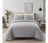 BLOOM BLENDS 100% Egyptian Cotton Duvet Cover Set - 200 Thread Count, Soft & Breathable Bedding Set with Free Pillowcase(s), Single, Double, King & Super King Sizes (Silver, Super King)