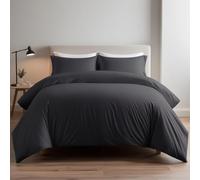 BLOOM BLENDS 100% Egyptian Cotton Duvet Cover Set - 200 Thread Count, Soft & Breathable Bedding Set with Free Pillowcase(s), Single, Double, King & Super King Sizes (Charcoal, Super King)