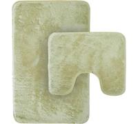 BLOOM BLENDS 2-Piece Extra Soft Bath Mat Set - Super Absorbent, Non-Slip Plush Bathroom & Toilet Rugs for Ultimate Comfort & Easy Care (Sage Green)