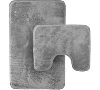 BLOOM BLENDS 2-Piece Extra Soft Bath Mat Set - Super Absorbent, Non-Slip Plush Bathroom & Toilet Rugs for Ultimate Comfort & Easy Care (Charcoal)
