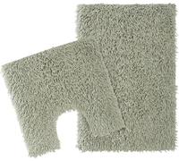 BLOOM BLENDS 2-Piece Textured Chenille Bath Mat Set - Super Absorbent, Quick-Drying, Non-Slip Cotton Bathroom Rugs for Shower, Tub & Toilet (Sage Green)