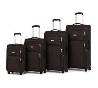 BLOOM BLENDS 4 Piece Luggage Set - 20" 24" 28" 32" Softshell Suitcases with 2-Wheel Spinners, Expandable Storage, Telescopic Handle, 5 Colours (Brown)
