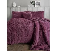 BLOOM BLENDS Cozy Snuggle & Cuddle Sherpa Fleece Duvet Cover Set - Ultra Soft, Reversible Winter Bedding with Pillowcases - Single, Double & King (Plum, Double)