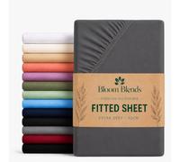 Bloom Blends Extra Deep Fitted Sheet 40cm - Premium Brushed Microfibre, Super Soft & Breathable, Fade & Wrinkle Resistant, Machine Washable, 16 Colours (Charcoal, Double)