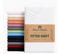 Bloom Blends Extra Deep Fitted Sheet 40cm - Premium Brushed Microfibre, Super Soft & Breathable, Fade & Wrinkle Resistant, Machine Washable, 16 Colours (White, Double)