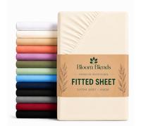 Bloom Blends Extra Deep Fitted Sheet 40cm - Premium Brushed Microfibre, Super Soft & Breathable, Fade & Wrinkle Resistant, Machine Washable, 16 Colours (Cream, Single)